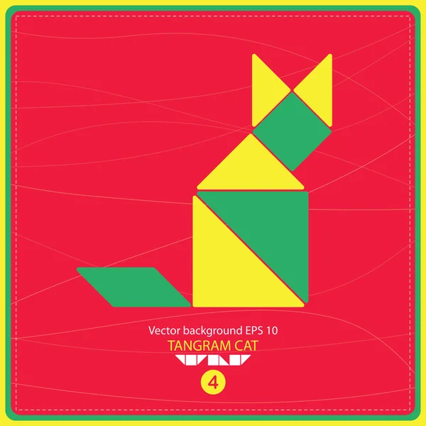 Gatto tangram colorato - sfondo vettoriale — Vettoriale Stock