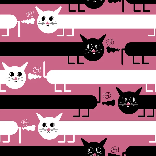 Gatos locos sobre fondo rosa - patrón sin costuras — Archivo Imágenes Vectoriales