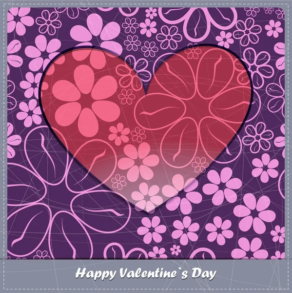 Carte Saint Valentin avec des éléments floraux — Image vectorielle