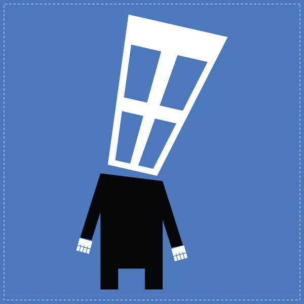 Cartoon man with window head for copyspace — Stock Vector