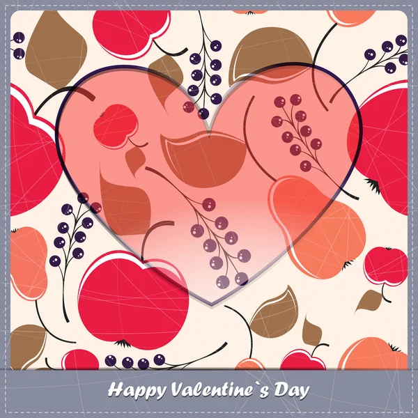 Aftelkalender voor Valentijnsdag kaart met vruchten — Stockvector