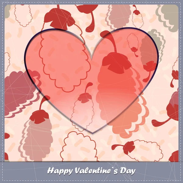 Aftelkalender voor Valentijnsdag kaart met bladeren — Stockvector
