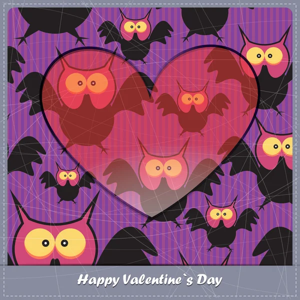 Walentynki karty z serca i sowy — Wektor stockowy