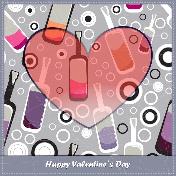 Valentines day card with colored bottles — Stock Vector