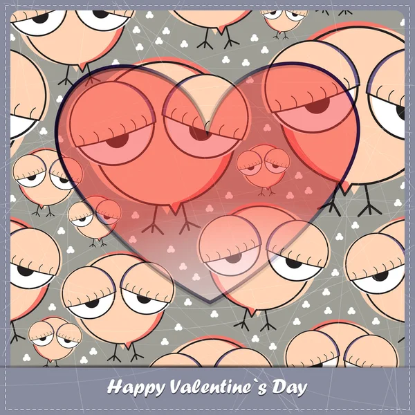 Valentines day card with heart and birds — Stock Vector