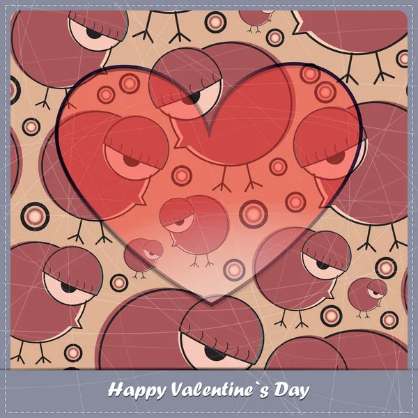 Carte Saint-Valentin avec cœur et oiseaux — Image vectorielle