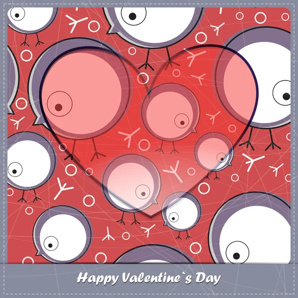 Valentine den karta s ptáky — Stockový vektor