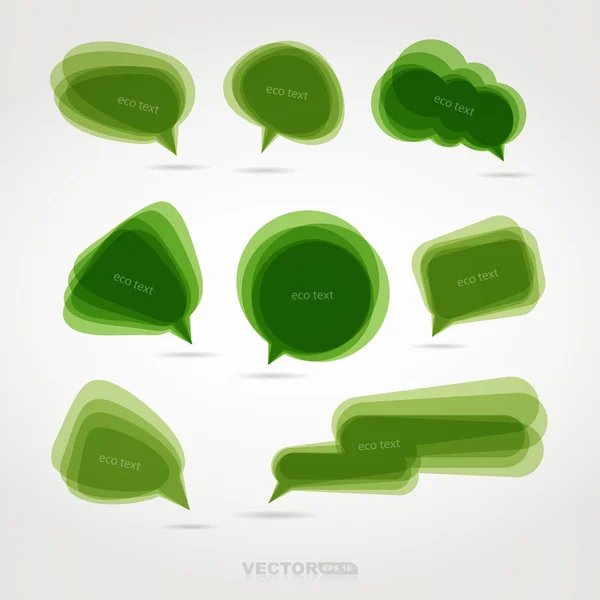 Uppsättning av gröna pratbubblor — Stock vektor