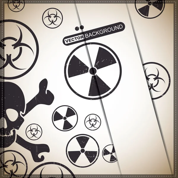 Avertissement de danger nucléaire, danger biologique, substance toxique — Image vectorielle