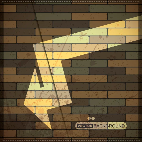 Grunge background with arrow on brick wall — Stock Vector