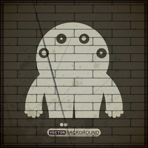 Monster on old brick wall — Stock Vector