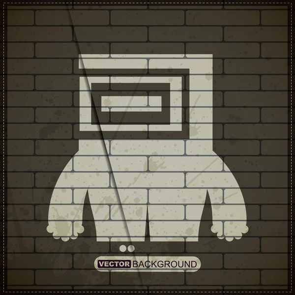 Monstre sur vieux mur de briques — Image vectorielle