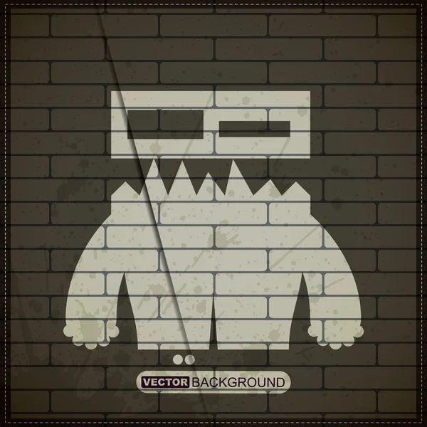 Monster on old brick wall — Stock Vector