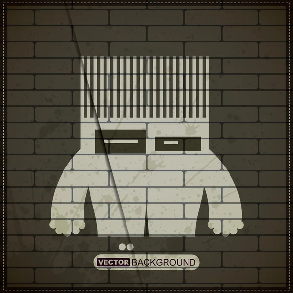 Monstre sur vieux mur de briques — Image vectorielle