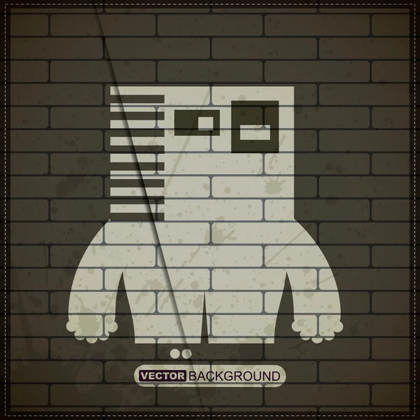 Monster auf alter Ziegelmauer — Stockvektor