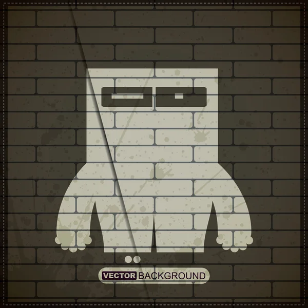 Monster on old brick wall — Stock Vector