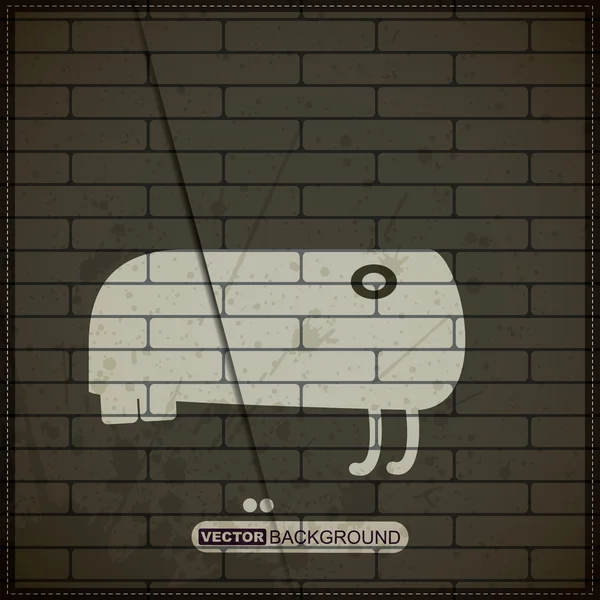 Monster on old brick wall — Stock Vector