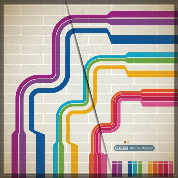 Abstracte achtergrond met decoratieve elementen op bakstenen muur — Stockvector