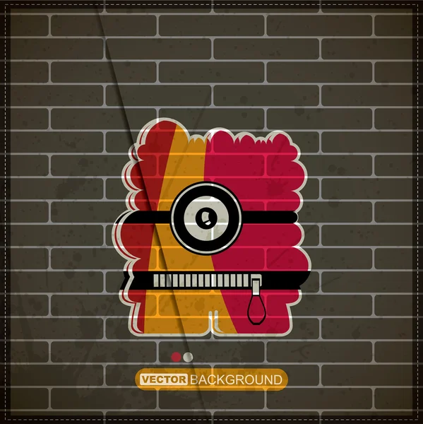 Monster on old brick wall — Stock Vector