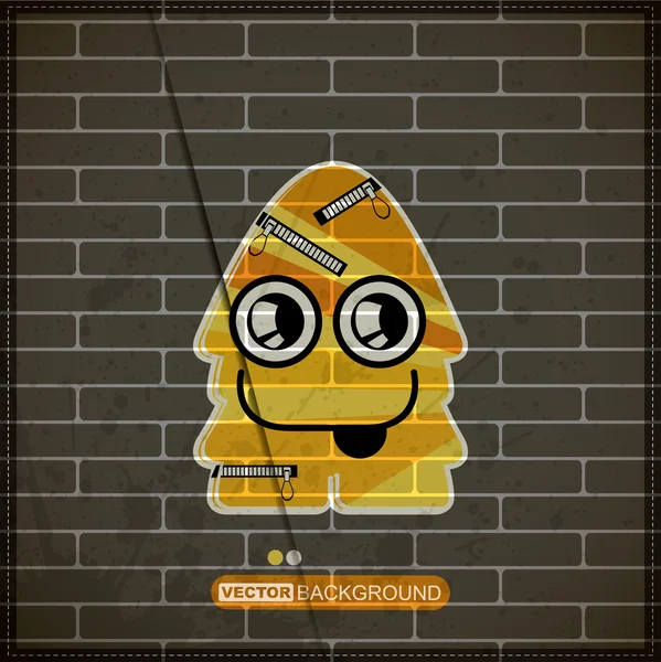 Monster on old brick wall — Stock Vector