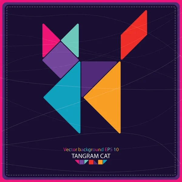 Chat tangram coloré - fond vectoriel — Image vectorielle