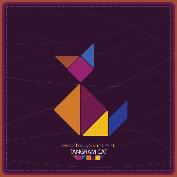 Gato tangram colorido - fondo vectorial — Archivo Imágenes Vectoriales