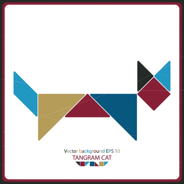 Gatto tangram colorato - sfondo vettoriale — Vettoriale Stock