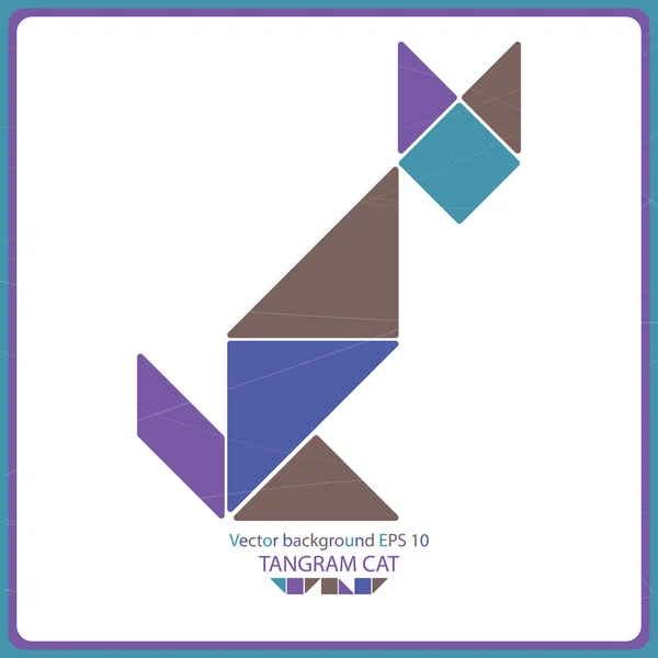 Renkli tangram kedi - vektör arka plan — Stok Vektör