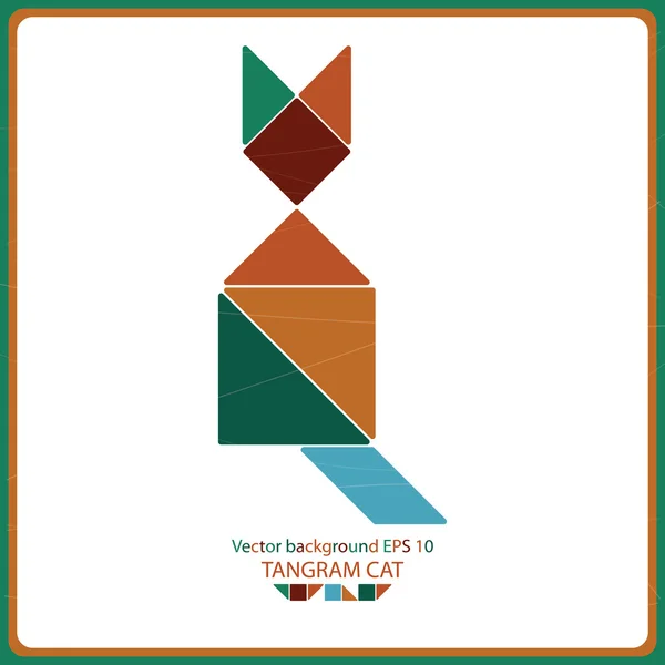 Renkli tangram kedi - vektör arka plan — Stok Vektör