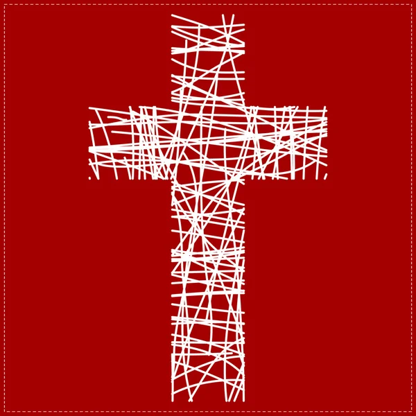 White cross on red background — Stock Vector