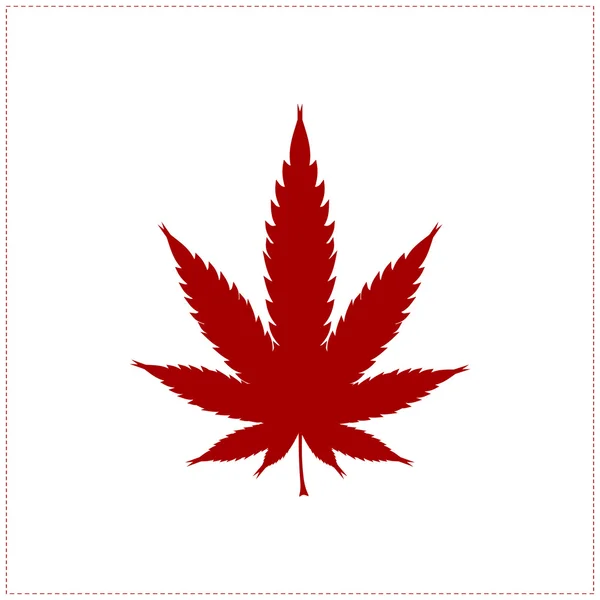 Rode cannabis leaf geïsoleerd op wit — Stockvector