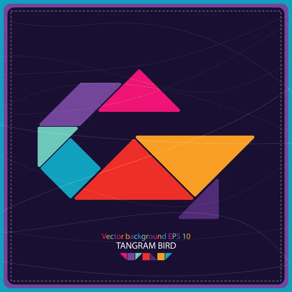 Pássaro tangram colorido - fundo vetorial —  Vetores de Stock