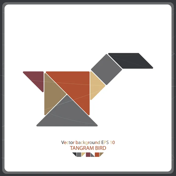 Uccello tangram colorato - sfondo vettoriale — Vettoriale Stock