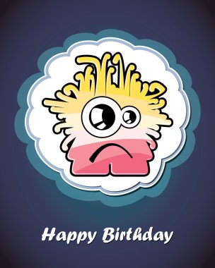 Tatlı çizgi film canavarının doğum günü kartı kutlu olsun.