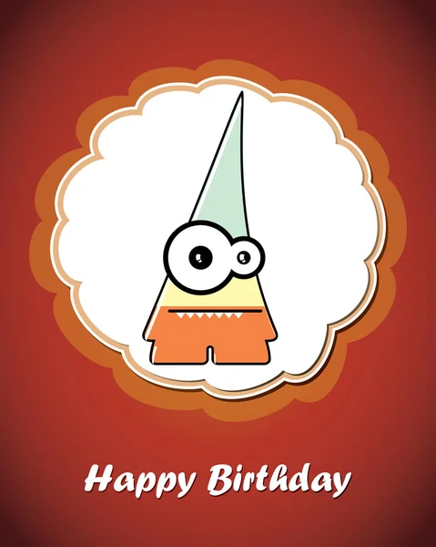 Szczęśliwy kartka urodzinowa z cute potwora kreskówki — Wektor stockowy