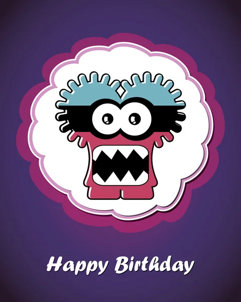 Szczęśliwy kartka urodzinowa z cute potwora kreskówki — Wektor stockowy
