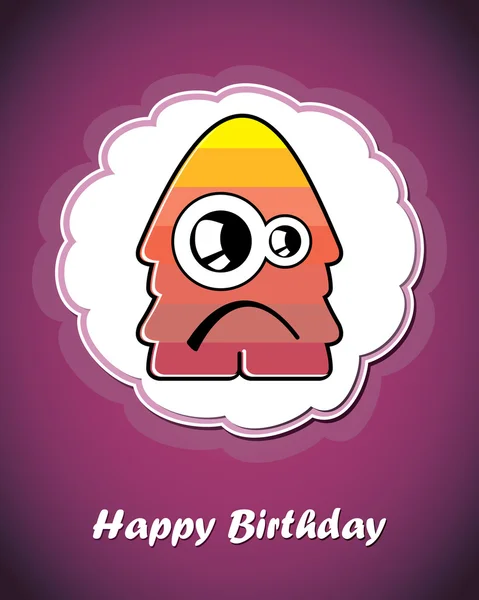 Happy birthday card with cute cartoon monster — Stock Vector