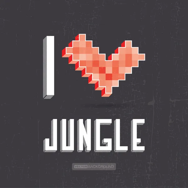 Ik hou van jungle op zwart backround — Stockvector