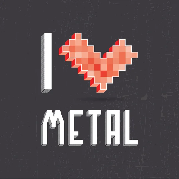 Eu amo metal no fundo preto — Vetor de Stock