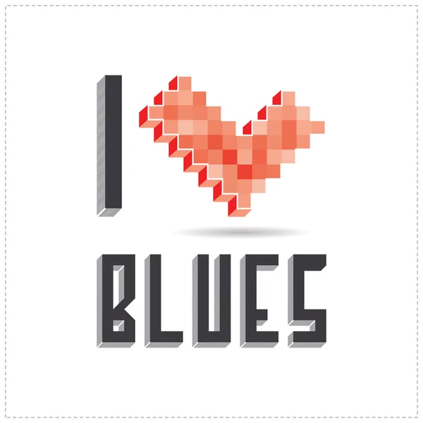 Ik hou van blues op wit backround — Stockvector