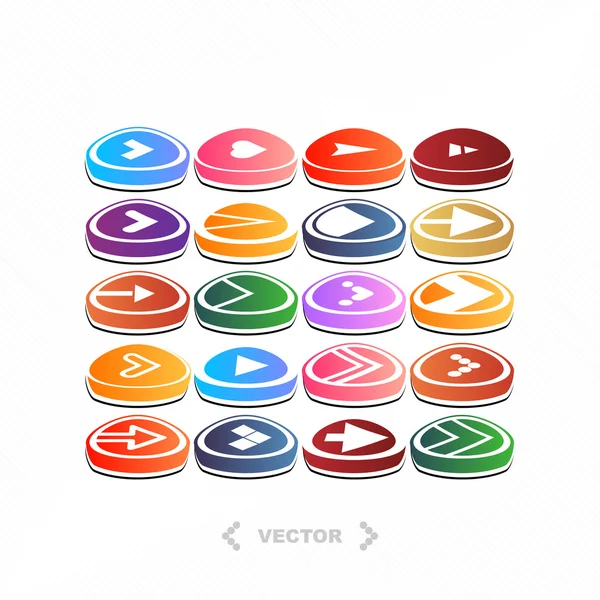 Ensemble de différentes icônes flèches colorées. vecteur . — Image vectorielle