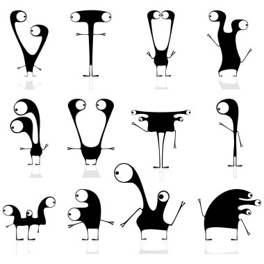 on iki sevimli siyah canavarlar set