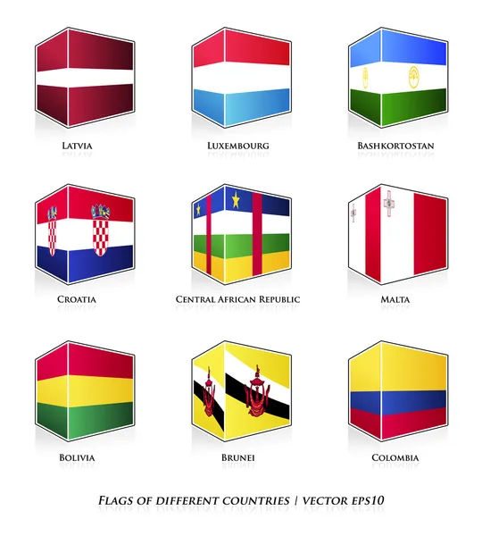 Set of nine flags — Stock Vector