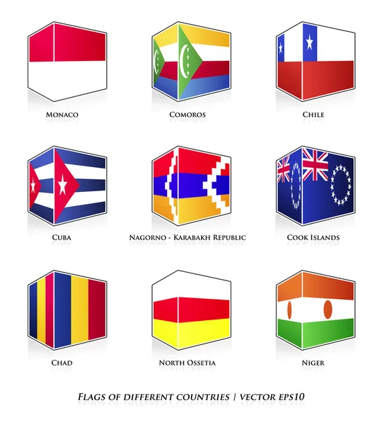 Ensemble de neuf drapeaux — Image vectorielle