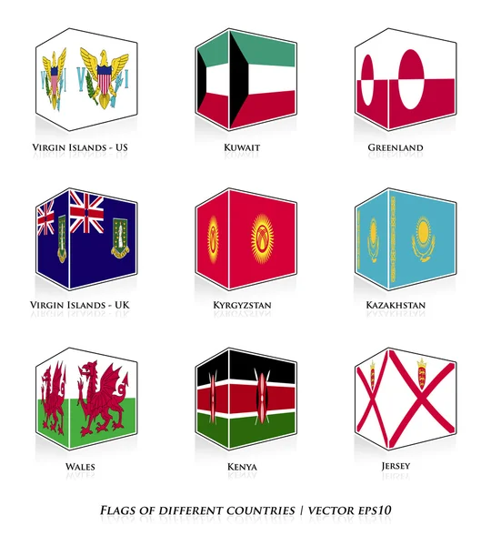 Набор из девяти флагов — стоковый вектор