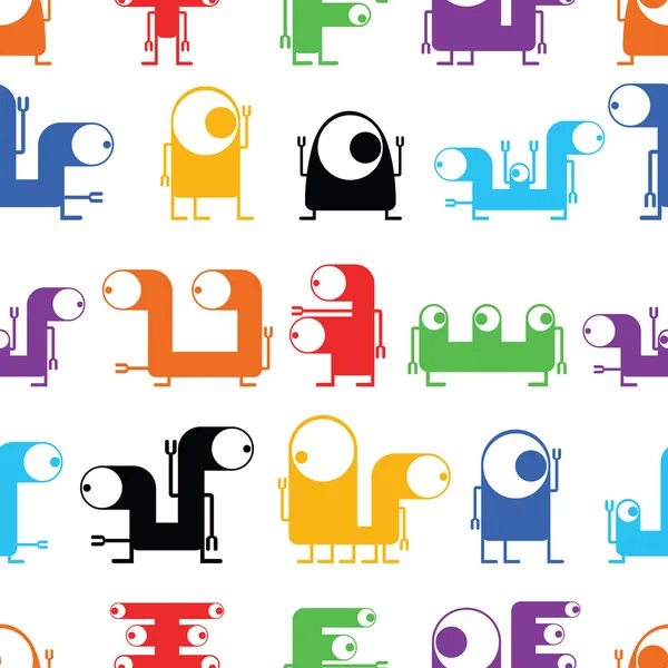 Cute monsters - seamless pattern — Stock Vector