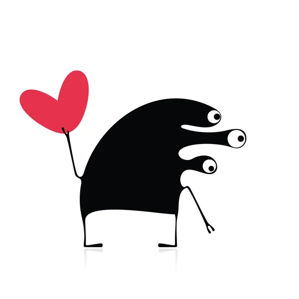 Monstre mignon avec coeur — Image vectorielle