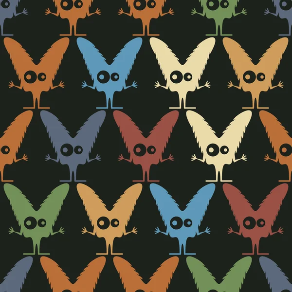 Cute monsters - seamless pattern — Stock Vector