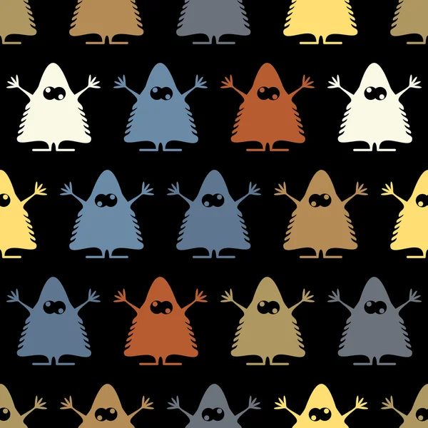 Cute monsters - seamless pattern — Stock Vector