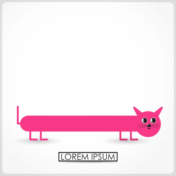 Lindo gato rosa — Vector de stock